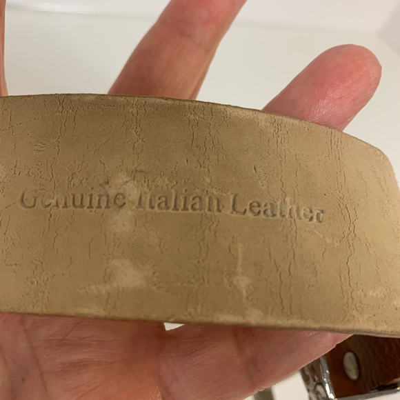 Genuine Italian leather turquoise studded belt with silver details. 41” long - Picture 8 of 9